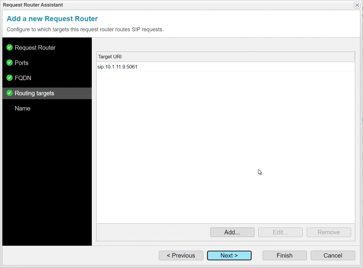 Animated GIF: Der Request Router Assistant kann beliebige anynode-Systeme als Routing Targets hinzufügen.